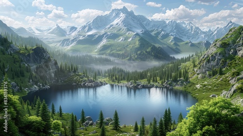 Scenic Mountain Lake Surrounded by Pine Forest