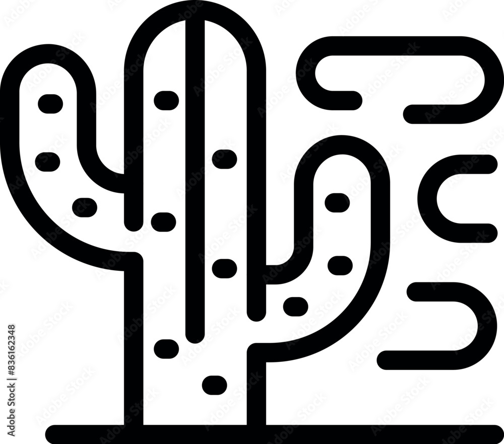 Minimalist vector illustration of a cactus in black and white, perfect for logos or decor Minimalist vector illustration of a cactus in black and white, perfect for logos or decor