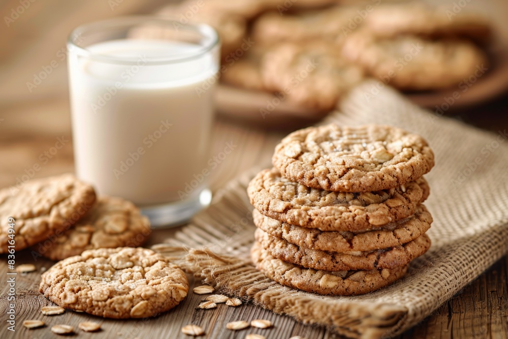 tempting tower of freshly baked cookies rests next to a tall glass of cold milk, creating a delicious and comforting snack ready to be enjoyed. tempting tower of freshly baked cookies rests next to a tall glass of cold milk, creating a delicious and comforting snack ready to be enjoyed.