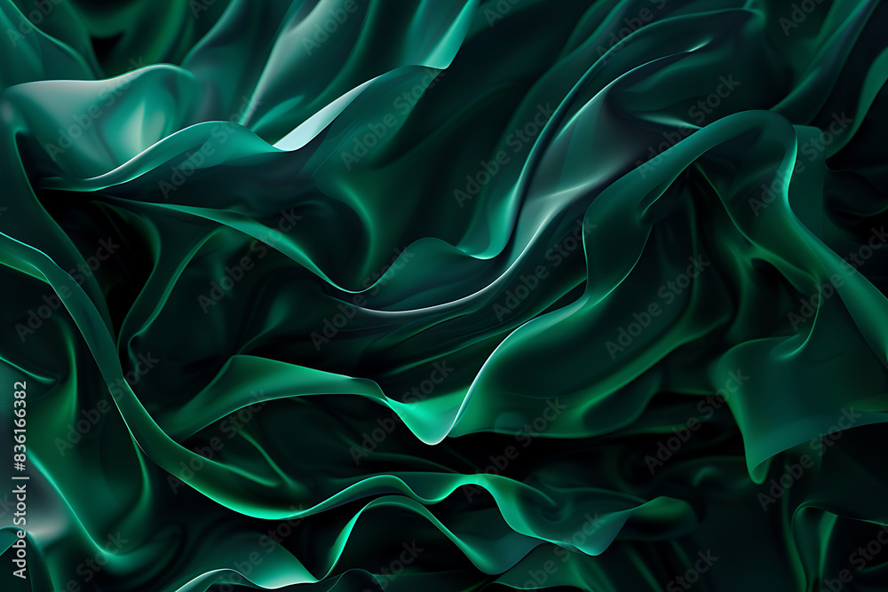 a dark green fabric with waves