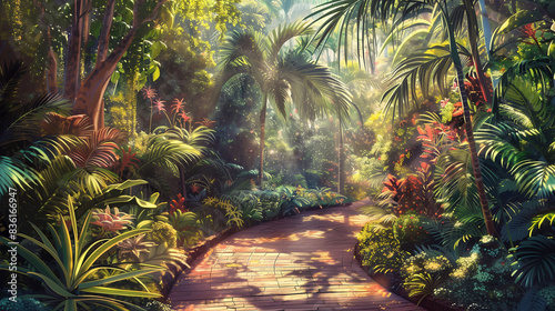 Lush Green Pathway in a Tropical Paradise