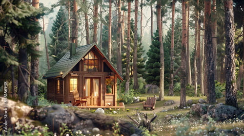 Cozy Cabin in a Tranquil Forest Setting