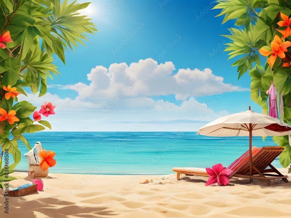 Obraz premium Summer Accessories Under Tropical Beach Sunlight