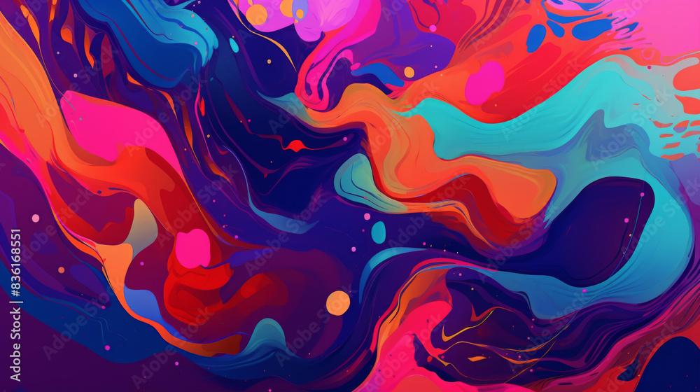 Digital artwork , vibrant colors and fluid shapes