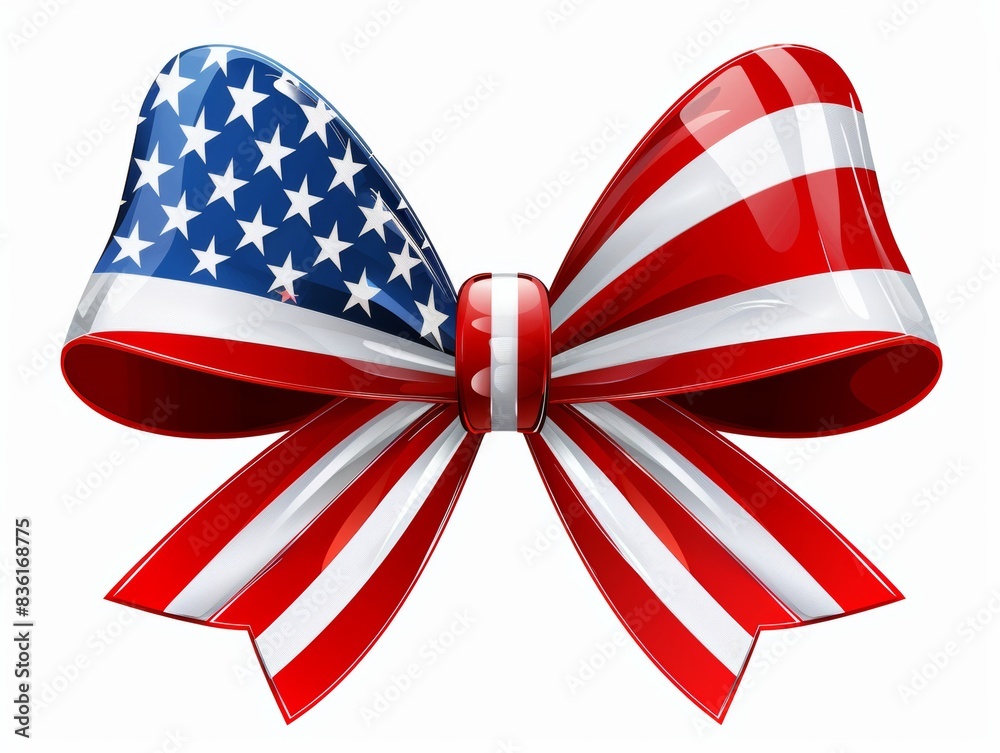Patriotic American Flag Bow - Red, White, and Blue Ribbon for USA Celebrations. Patriotic American Flag Bow - Red, White, and Blue Ribbon for USA Celebrations.