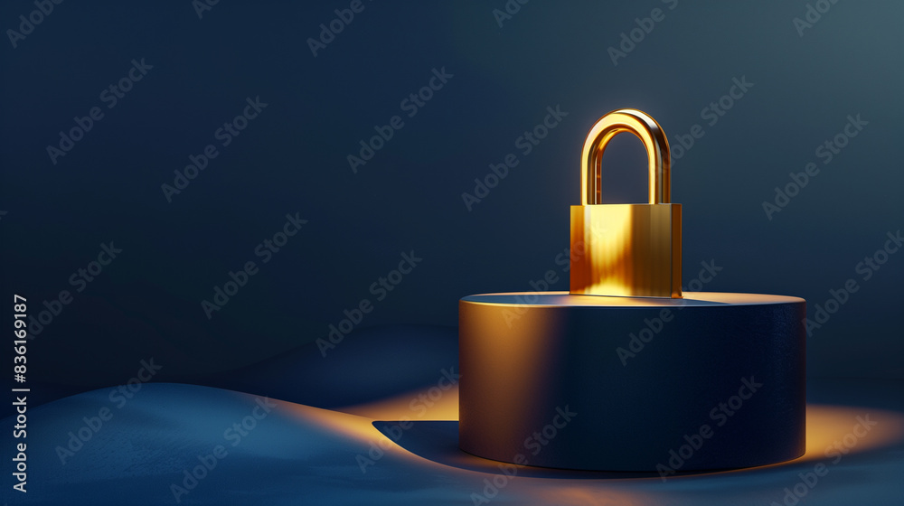 Gold Lock on Dark Background Gold Lock on Dark Background