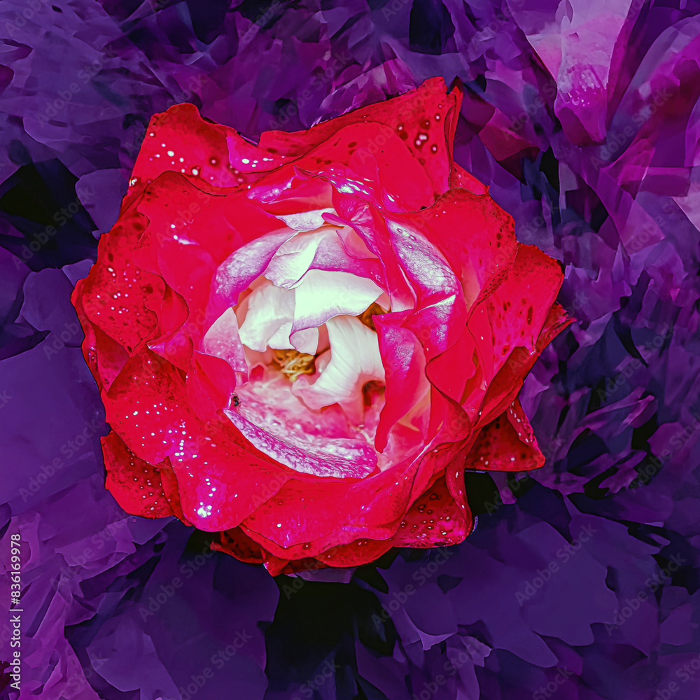 Fragrant rose petals with an abstract image background