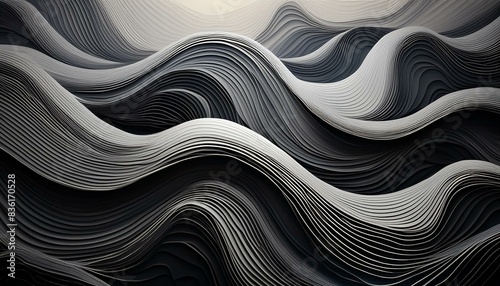 Abstract black and white wavy lines