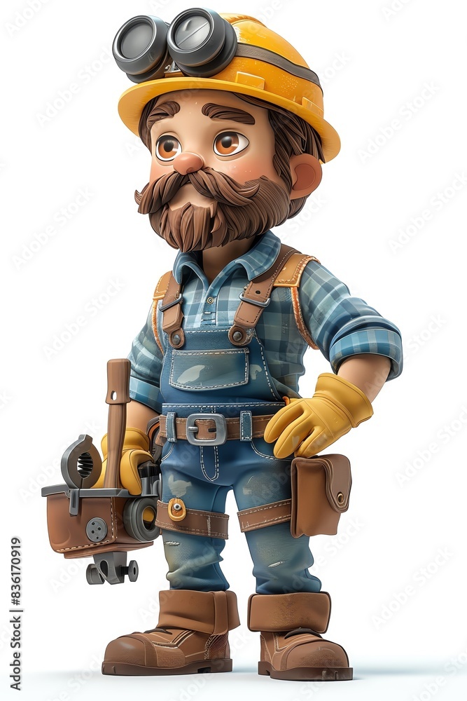 Cartoon miner character with a beard, wearing a helmet and gloves, holding mining equipment. Perfect for gaming, , and animation. Cartoon miner character with a beard, wearing a helmet and gloves, holding mining equipment. Perfect for gaming, , and animation.