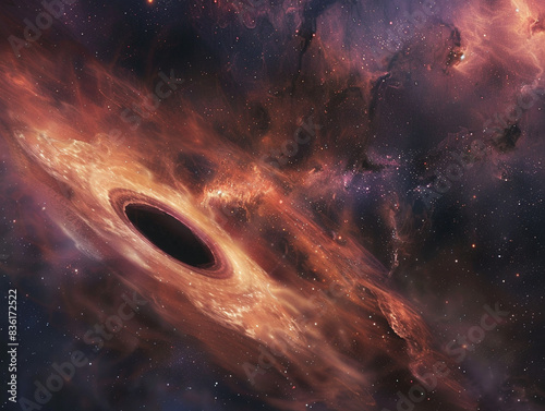 black hole illustration that absorbed nebula and lights