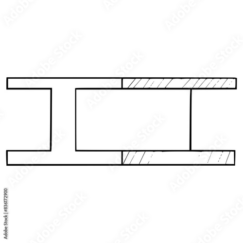 iron beam construction illustration hand drawn outline vector