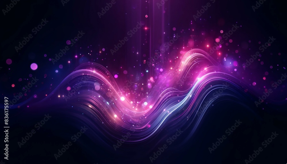 Fototapeta premium Abstract Neon Light Waves with Sparkles