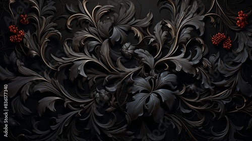 Gothic patterns with dark colors and ornate, intricate designs 