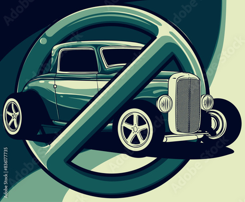 vector illustration of hot rod car prohibition