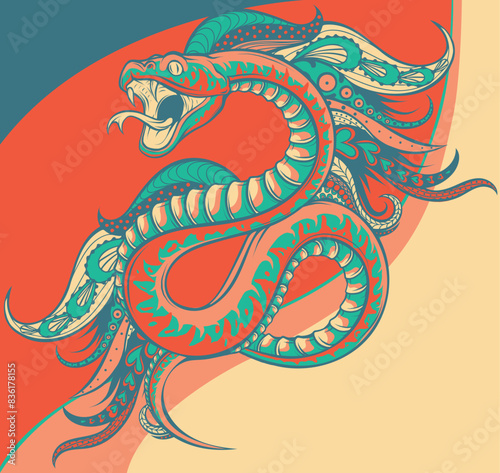 vector illustration of viper snake with mandala.