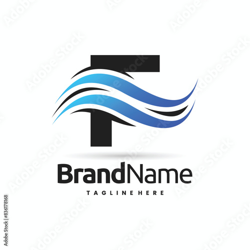 Letter F logo with Airflow shapes combination concept