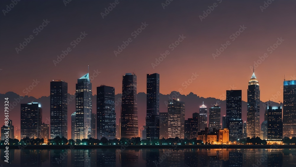 beauty of a city skyline against a gradient background at twilight ai_generated beauty of a city skyline against a gradient background at twilight ai_generated