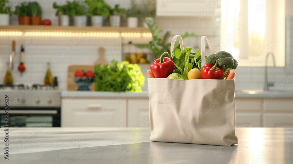 Bags of various vegetables are placed on the kitchen table. Bags of various vegetables are placed on the kitchen table.