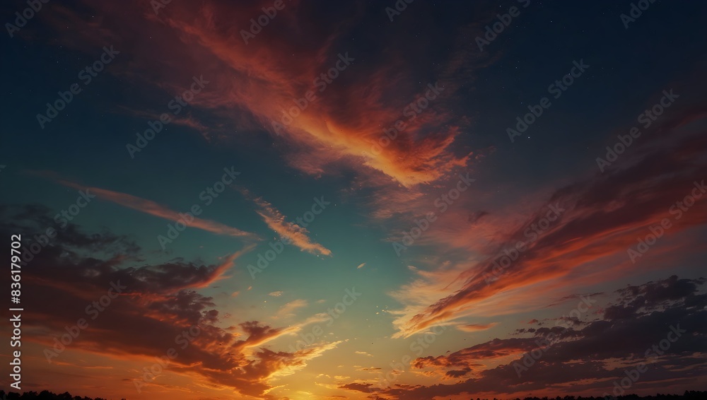Fototapeta premium dance of colors in the sky as day transitions to night against a gradient background ai_generated