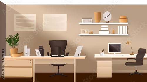 Business office in paper art vector image © ak159715