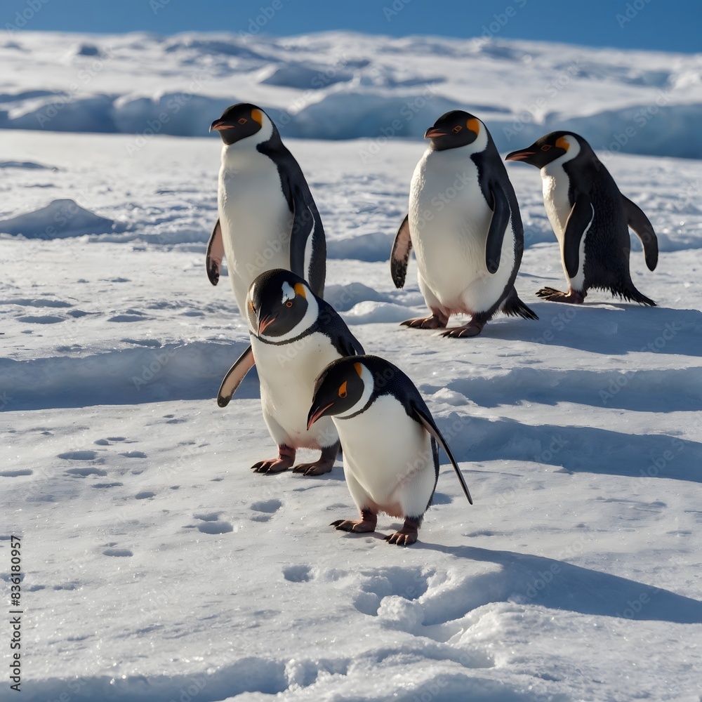 Fototapeta premium Penguins on the snow