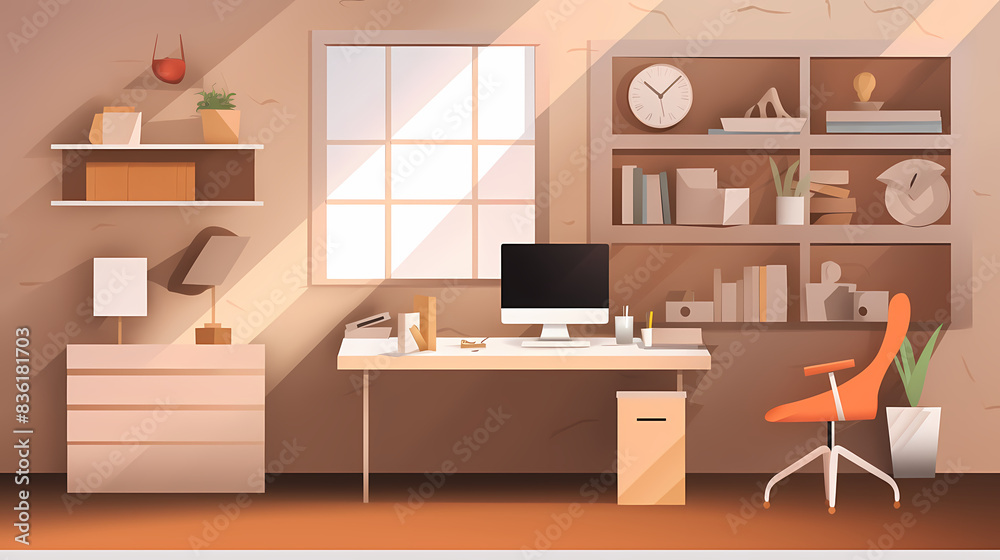 Business office in paper art vector image Business office in paper art vector image