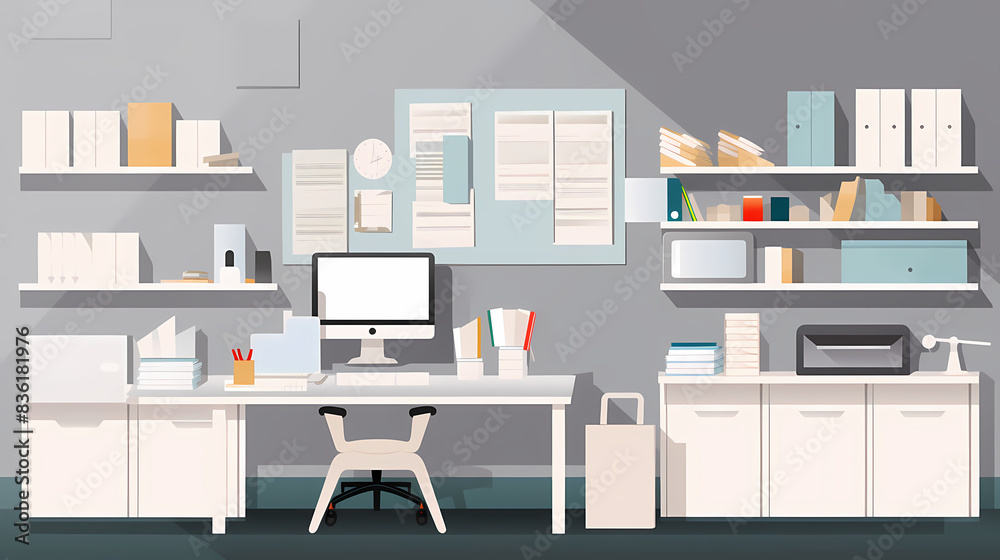 Business office in paper art vector image Business office in paper art vector image