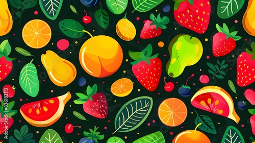 Wallpaper Mural Seamless fruit pattern vector illustration Torontodigital.ca