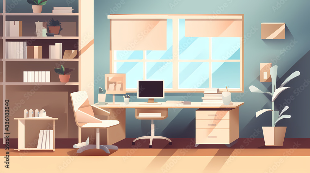 Business office in paper art vector image Business office in paper art vector image