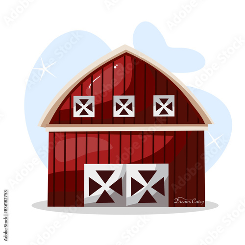 Illustration for cowshed cartoon vector