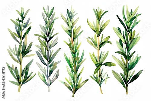 Wallpaper Mural a set of four different types of green leaves on a white background Torontodigital.ca