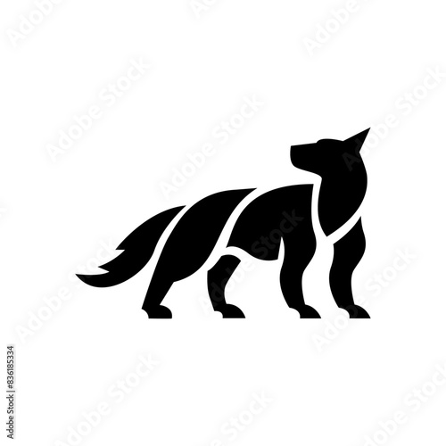 Wolf silhouette logo icon. Howling predator sign. Wild canine animal symbol design