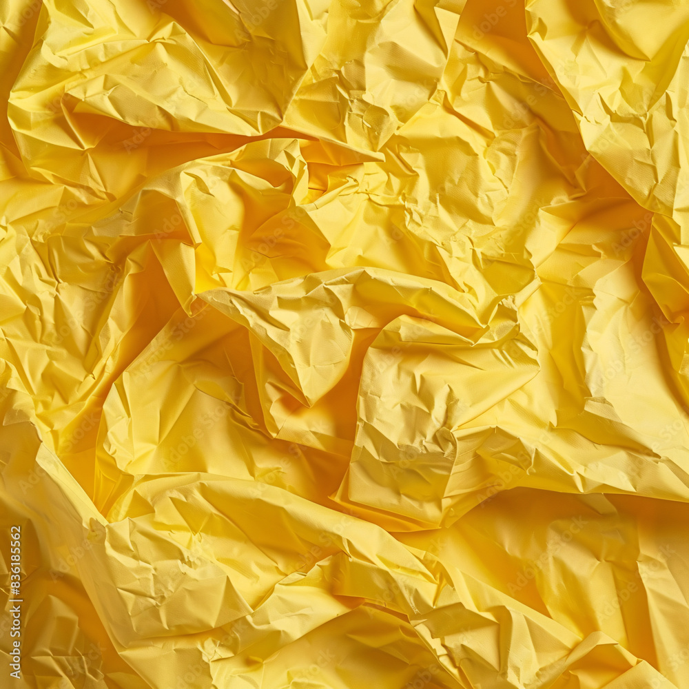 Crumpled yellow paper texture background, as seen from directly above. Crumpled yellow paper texture background, as seen from directly above.