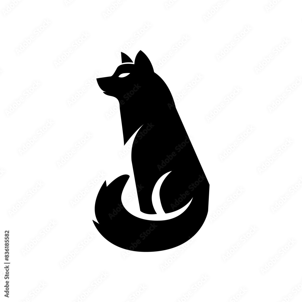 Wolf silhouette logo icon. Howling predator sign. Wild canine animal symbol design Wolf silhouette logo icon. Howling predator sign. Wild canine animal symbol design