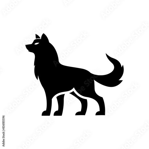 Wolf silhouette logo icon. Howling predator sign. Wild canine animal symbol design