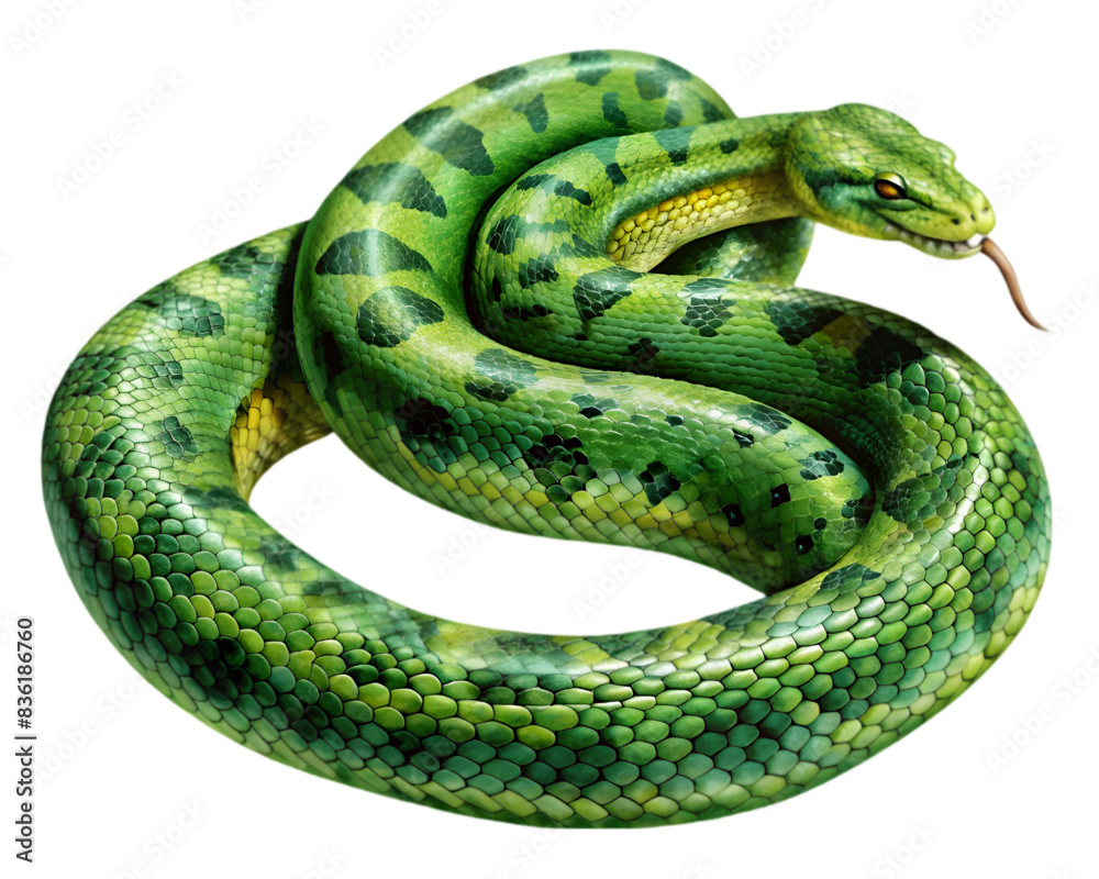 Green Anaconda Side View Illustration, Isolated on White, Ideal for Wildlife, Conservation, and Educational Projects Green Anaconda Side View Illustration, Isolated on White, Ideal for Wildlife, Conservation, and Educational Projects