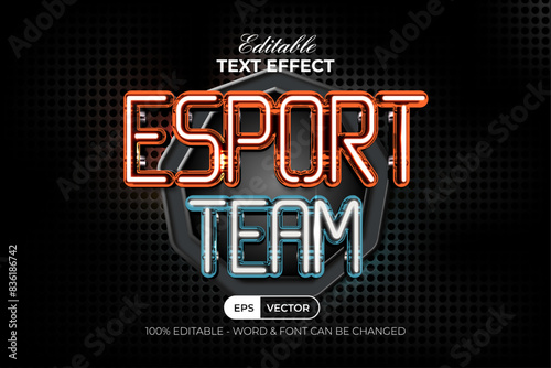 Neon Text Effect Sport Team Style. Editable Text Effect.