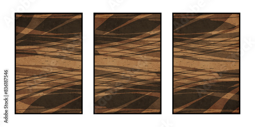 Set of 3 Abstract illustration in vintage style. For use in graphics, for wall decor. .