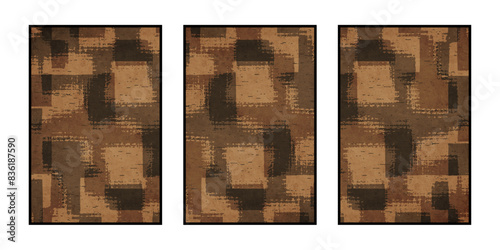 Set of 3 Abstract illustration in vintage style. For use in graphics, for wall decor. .