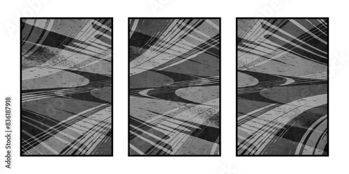 Set of 3 Abstract illustration in vintage style. For use in graphics, for wall decor. .