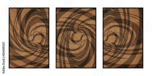 Set of 3 Abstract illustration in vintage style. For use in graphics, for wall decor. .