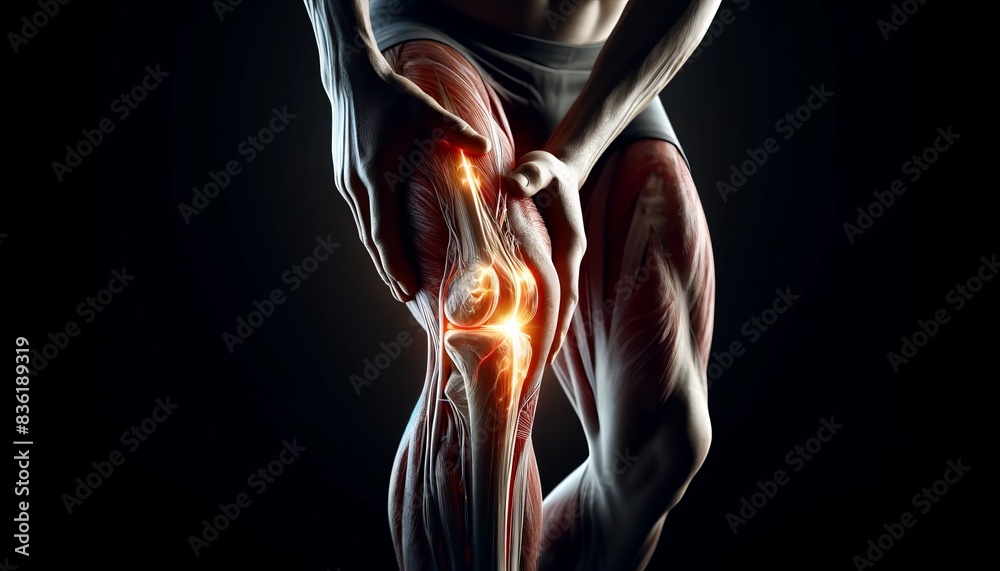 Highlighted Knee Structure with Pain Points Highlighted Knee Structure with Pain Points