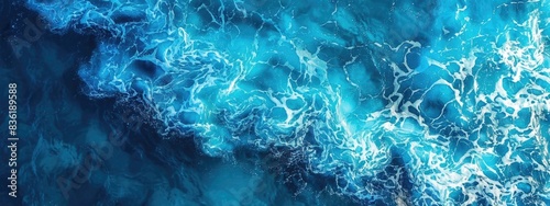 Beautiful blue water sea background with texture of deep ocean 