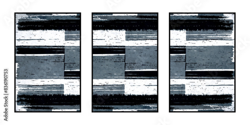 Set of 3 Abstract illustration in vintage style. For use in graphics, for wall decor. .