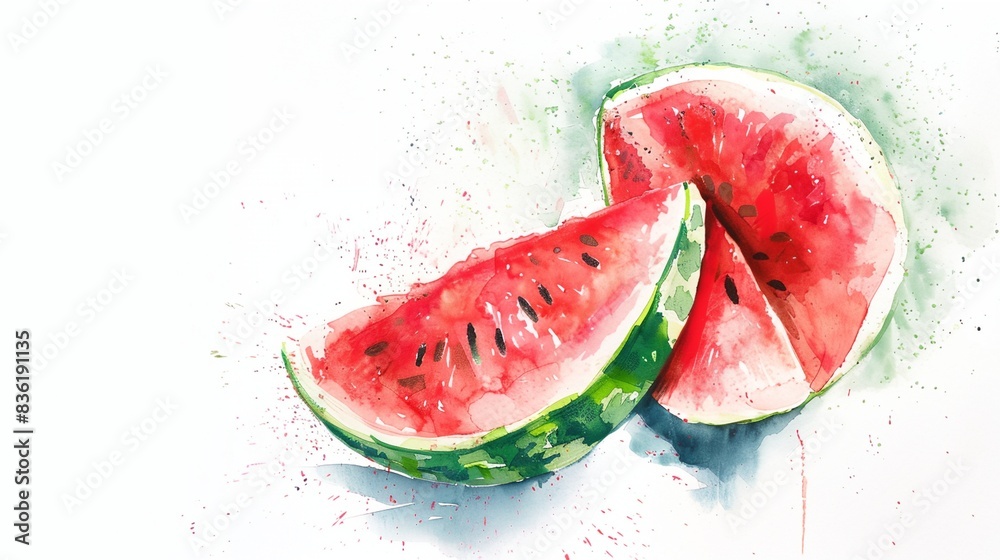 a watermelon slice is shown on a white background a watermelon slice is shown on a white background