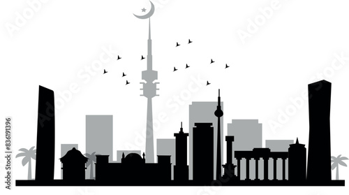 city skyline silhouette at white background. modern realistic style .