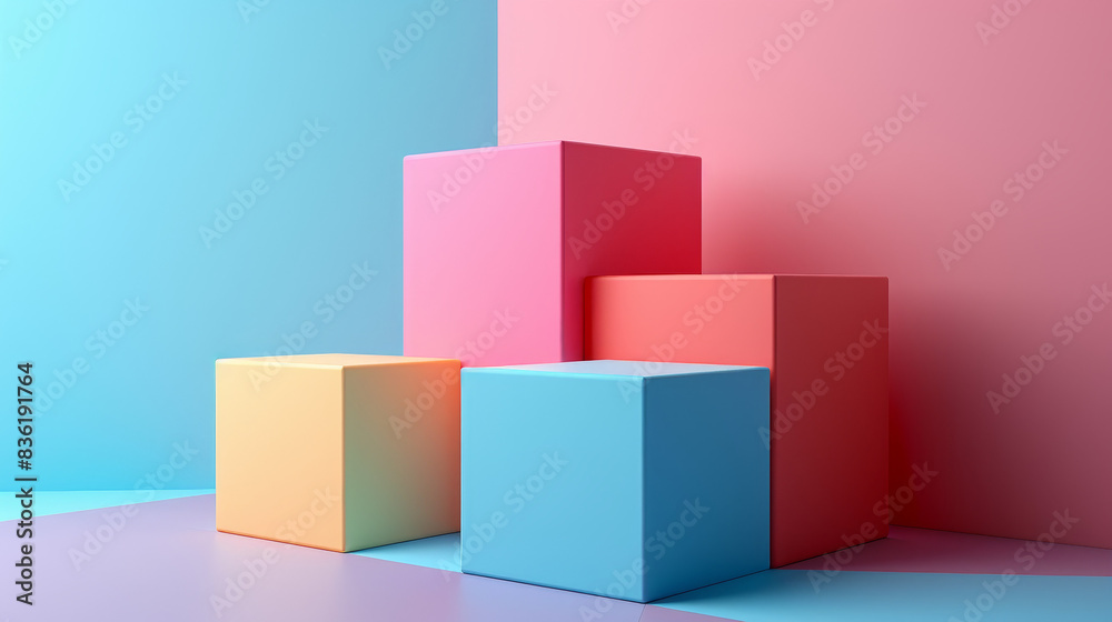 A set of colorful boxes are arranged in a row A set of colorful boxes are arranged in a row