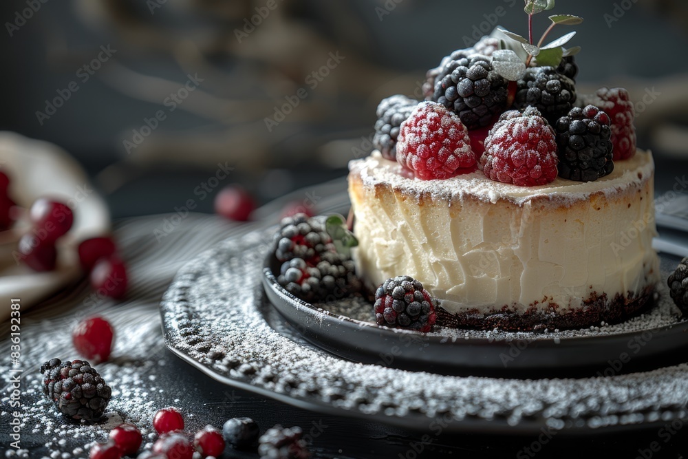 a plate of cake with berry a plate of cake with berry