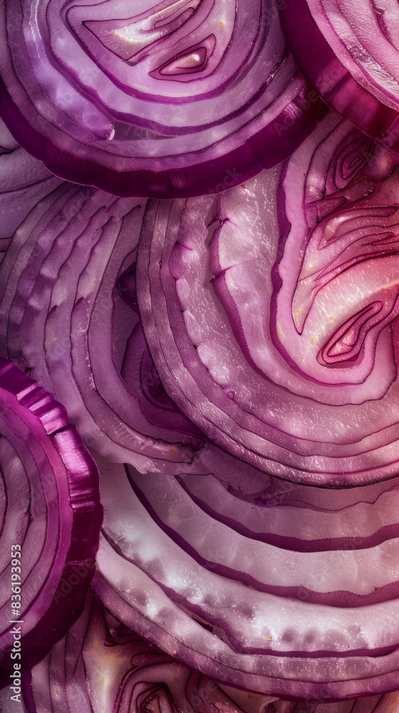 Artistic macro shot of red onion texture, intricate skin patterns, rich purple and white hues, designed for food blogs and culinary sites, stunning banner background Artistic macro shot of red onion texture, intricate skin patterns, rich purple and white hues, designed for food blogs and culinary sites, stunning banner background