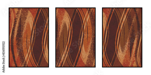 Set of 3 Abstract illustration in vintage style. For use in graphics, for wall decor. .